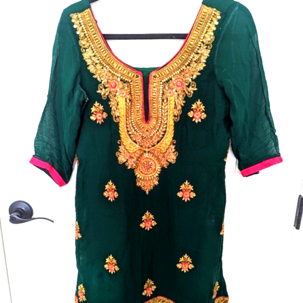 3 piece  Pakistani Semi bridal full sharara set with duppatta